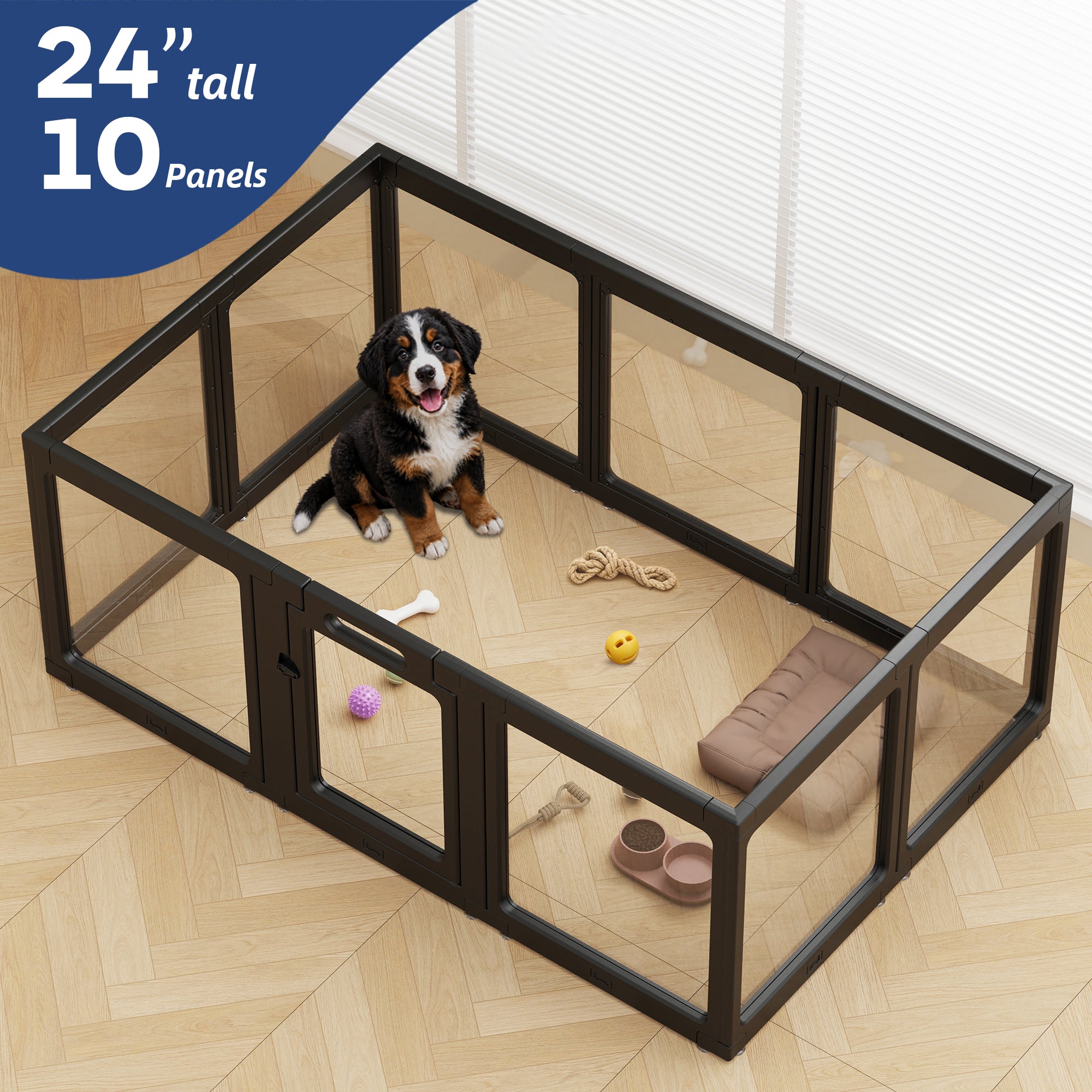 Clear Acrylic Dog Playpen Indoor, Premium Pet Play Pen for Puppies, Cats & Rabbits, Heavy Duty Foldable Dog Fence Crate Kennel